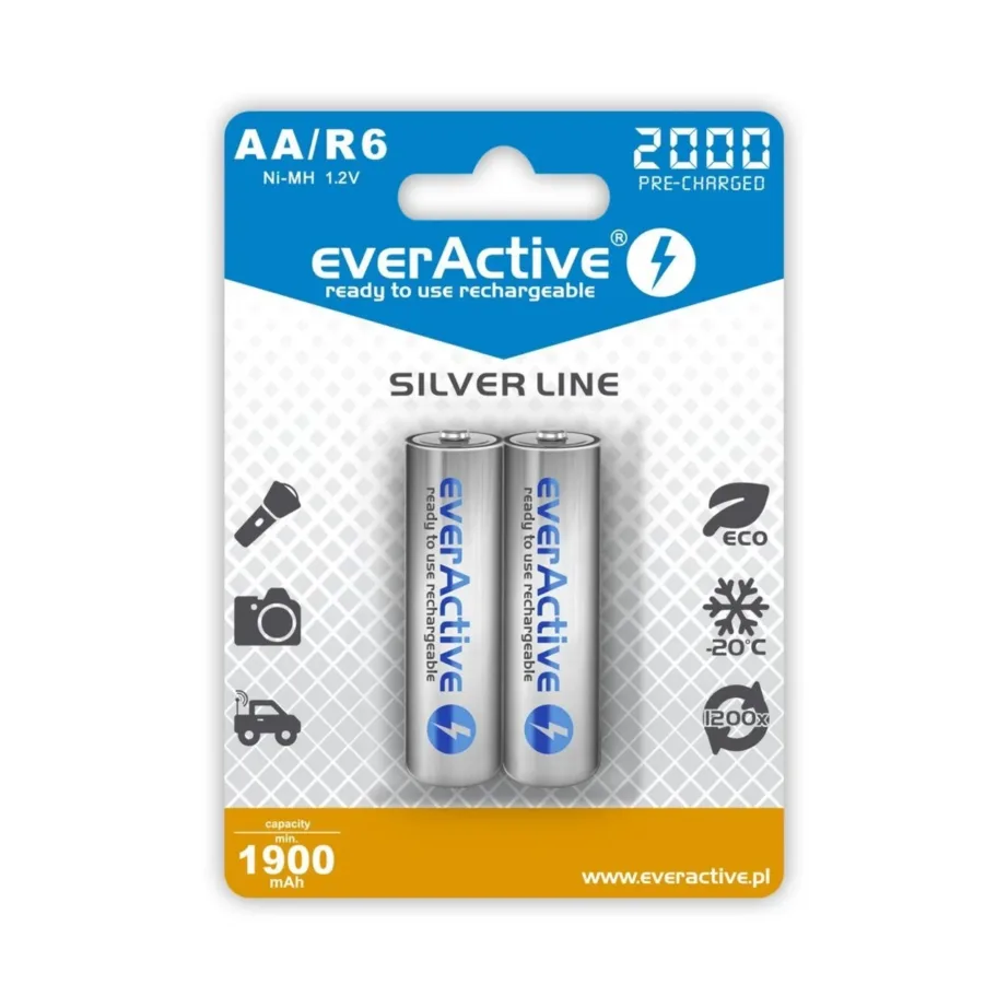 everActive EVHRL6-2000 2000mAh NiMH AA laetavad akud 1,2V, 2 tk komplektis