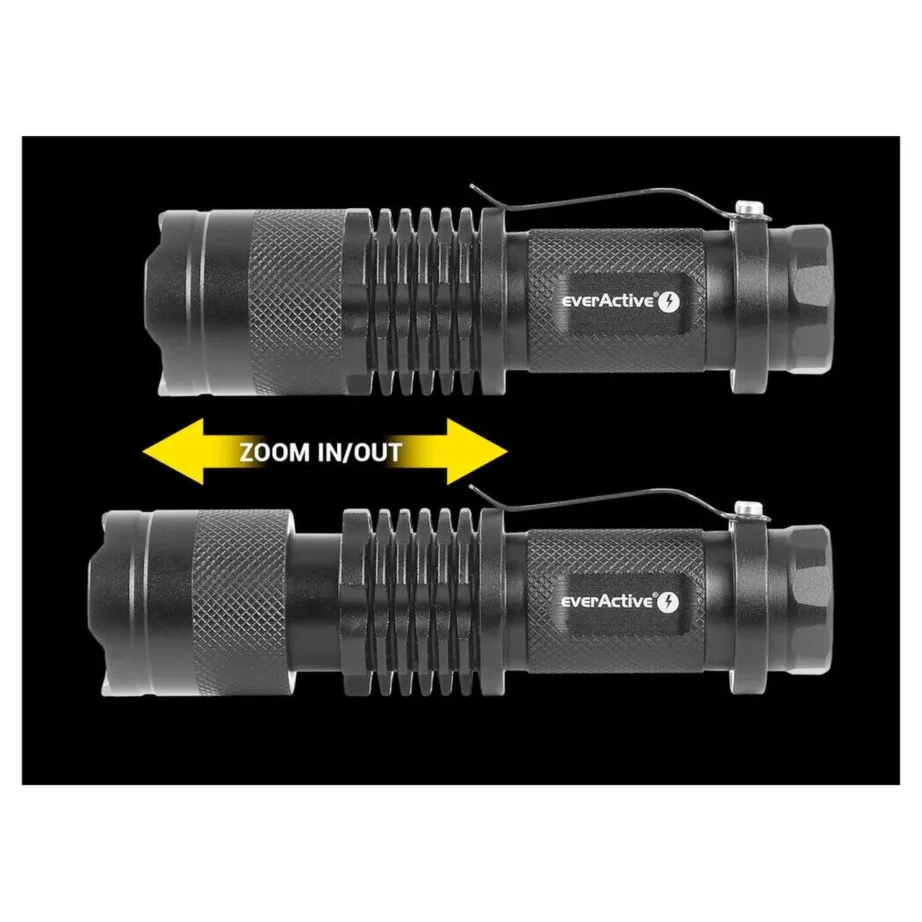 everActive FL-180 Bullet 200 lm IPX4 must alumiiniumist LED-taskulamp, 94 mm, 2,6 cm pea – 6