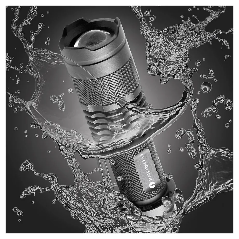 everActive FL-180 Bullet 200 lm IPX4 must alumiiniumist LED-taskulamp, 94 mm, 2,6 cm pea – 7