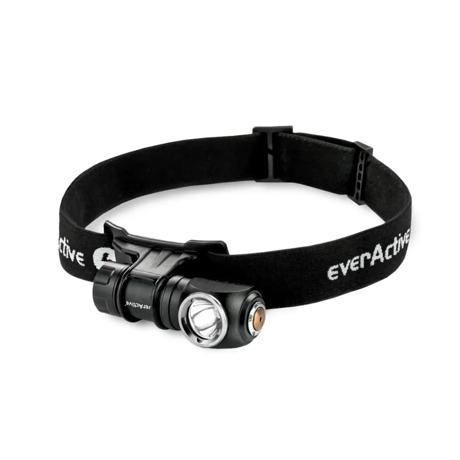 EverActive FL-55R 500 lm laetav LED-tasku- ja pealamp, must alumiinium, IP66, 3.7V, 71,5 mm – 3