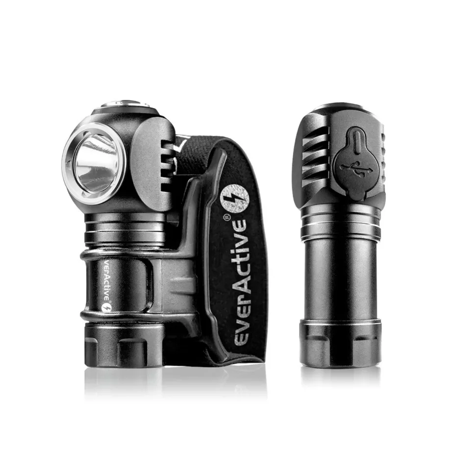 EverActive FL-55R 500 lm laetav LED-tasku- ja pealamp, must alumiinium, IP66, 3.7V, 71,5 mm – 6