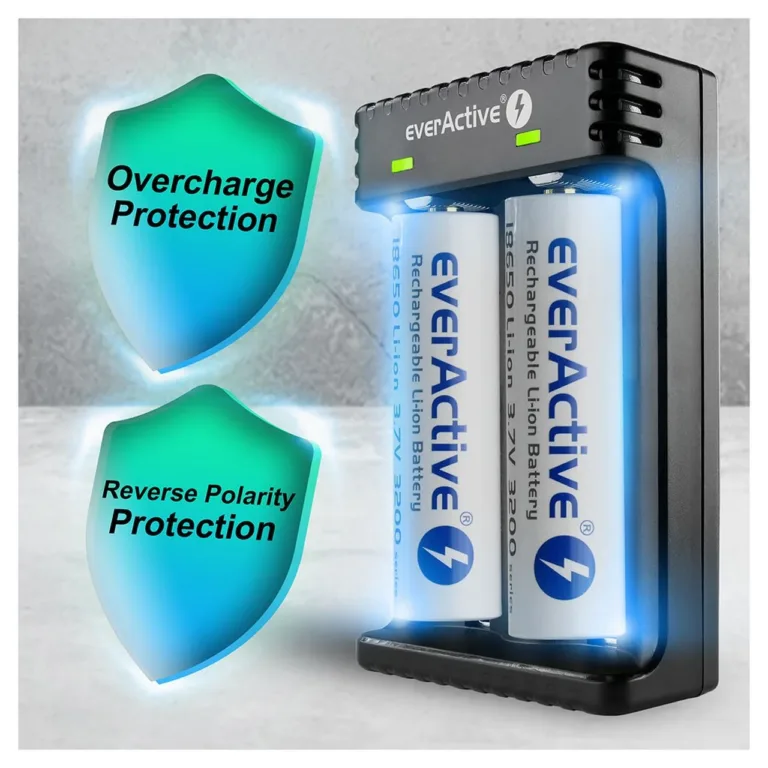 everActive LC-200 2-akuline must liitiumioonakude laadija, sobib A/AA/AAA/AAAA/C/D, 4,2 V 1 A, vooluvõrgutoide