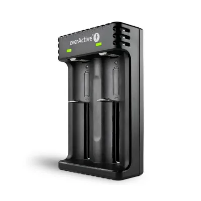 everActive LC-200 2-akuline must liitiumioonakude laadija, sobib A/AA/AAA/AAAA/C/D, 4,2 V 1 A, vooluvõrgutoide