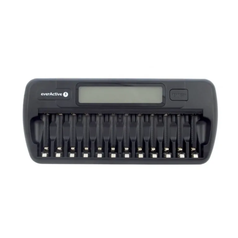 everActive NC-1200 must 12-pesaline AA/AAA akulaadija LCD-ekraaniga, vooluvõrgutoitega