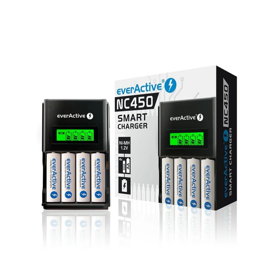 everActive NC-450 Black Edition 4x AA/AAA akulaadija, 68 mm lai, must, vooluvõrku – 2