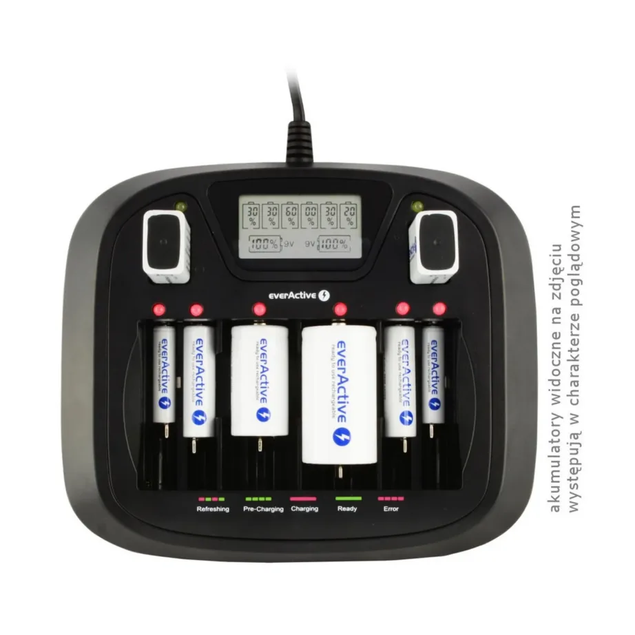 everActive NC-900U must universaalne akulaadija 6 A/AA/AAA/C/D aku jaoks, majapidamises kasutamiseks – 4