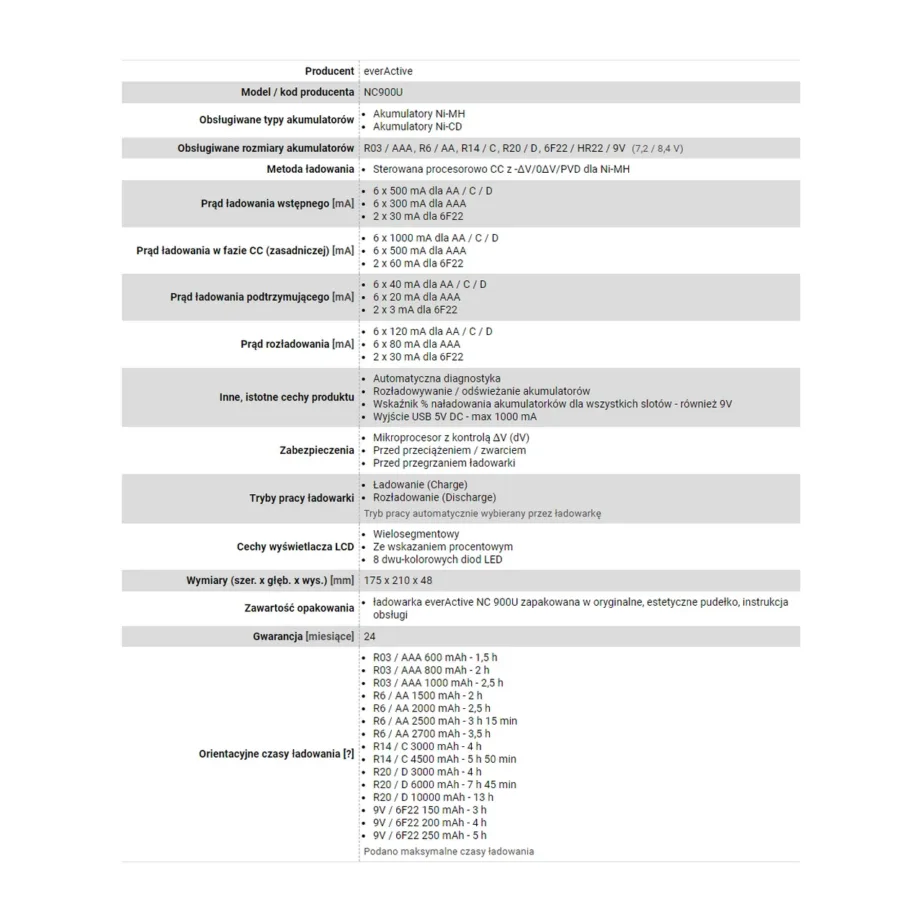 everActive NC-900U must universaalne akulaadija 6 A/AA/AAA/C/D aku jaoks, majapidamises kasutamiseks – 6