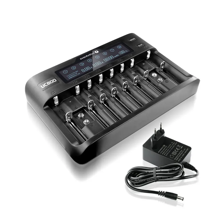 everActive UC800 8x AA/AAA, 2x 9V must akulaadija ekraaniga, 12V toiteadapteriga – 3