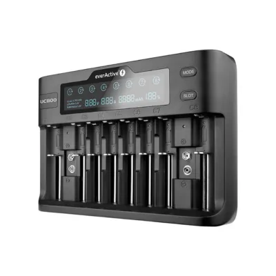everActive UC800 8x AA/AAA, 2x 9V must akulaadija ekraaniga, 12V toiteadapteriga