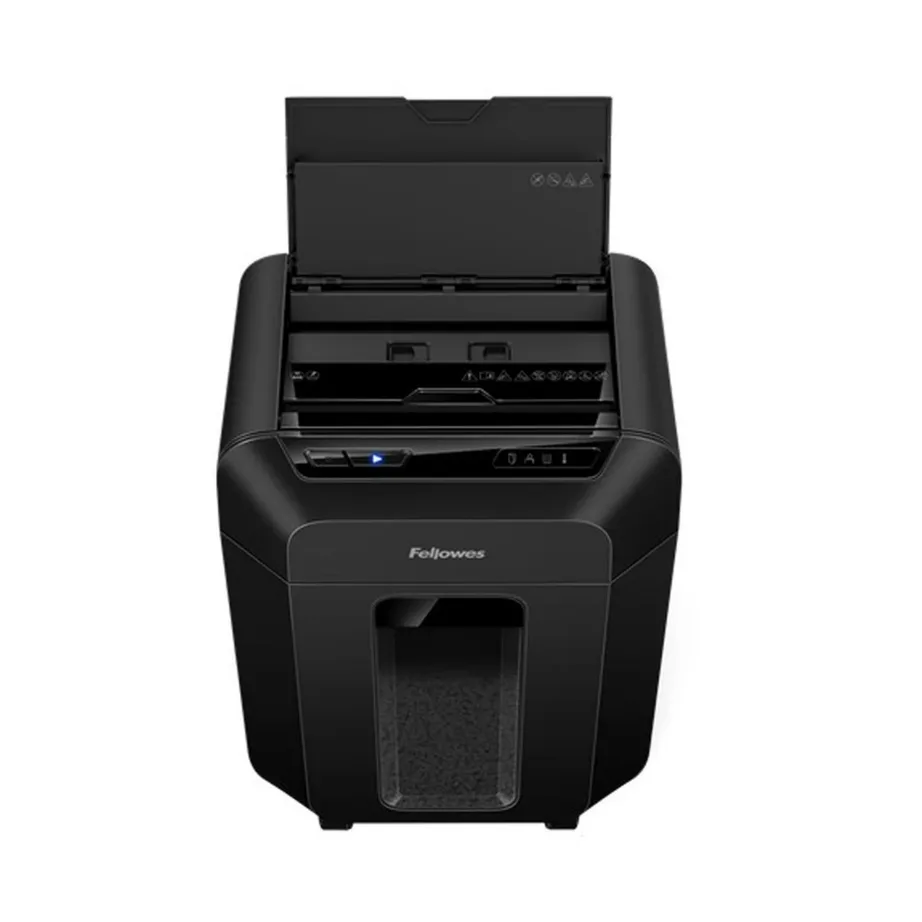 Fellowes Automax 80M 22 cm P-4, 80-lehe osakesteks lõikav paberihunt, 17L, must, ratastel, mudel 4621501 – 4