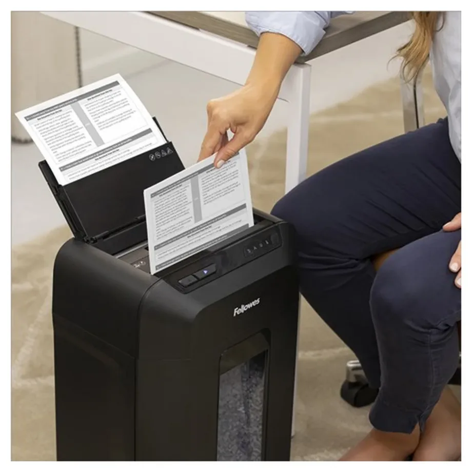 Fellowes AutoMax 90M 4×12 mm mikrolõikega A4 paberi- ja kaardihunt, 90-lehe mahuga, must, mudel 4633601 – 2