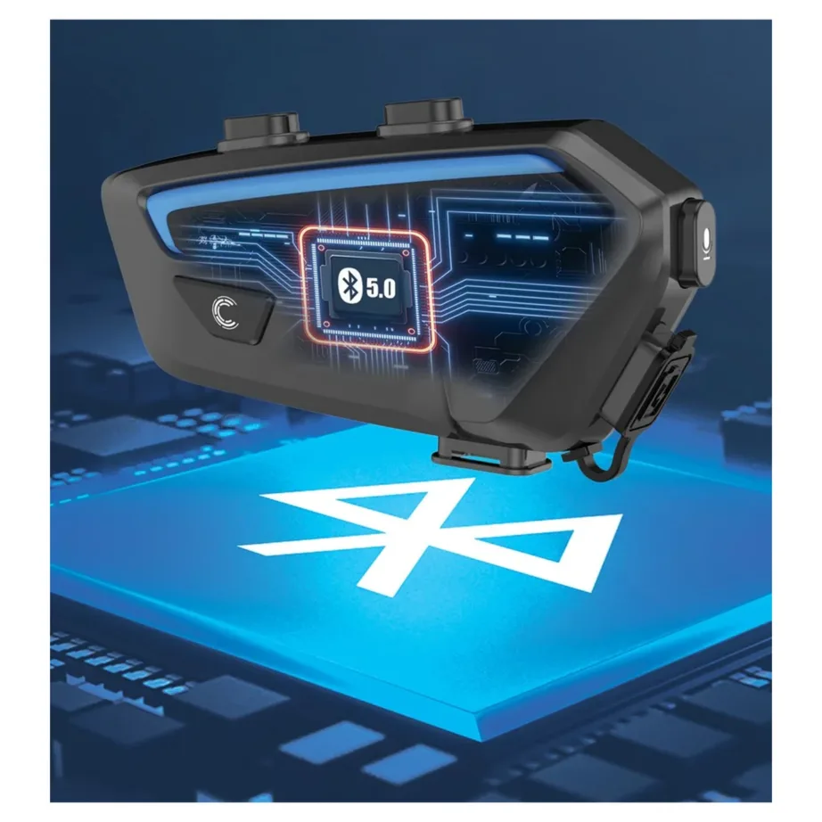 FreedConn FX must IP67 Bluetooth 5.0 mootorratta intercom FM-raadio ja 2000 m ulatusega, 30 h aku – 4