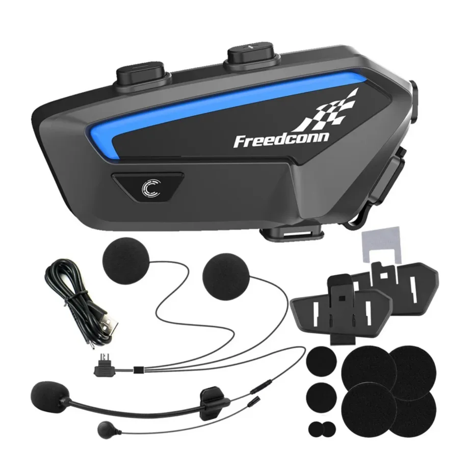FreedConn FX must IP67 Bluetooth 5.0 mootorratta intercom FM-raadio ja 2000 m ulatusega, 30 h aku – 7