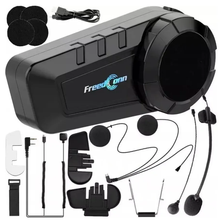 FreedConn KY-PRO SINGLE 1000 m Bluetooth 5.1 mootorratta interkom, must, 2 mikrofoni, FM-raadio, CE/RoHS – 6