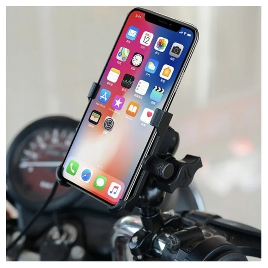 FreedConn MC10N must alumiiniumist 4,3–6,7″ mootorratta telefonihoidik QC 3.0 kiirlaadijaga – 4