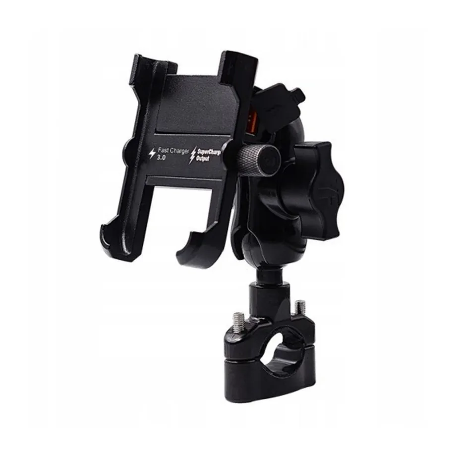 FreedConn MC10N must alumiiniumist 4,3–6,7″ mootorratta telefonihoidik QC 3.0 kiirlaadijaga