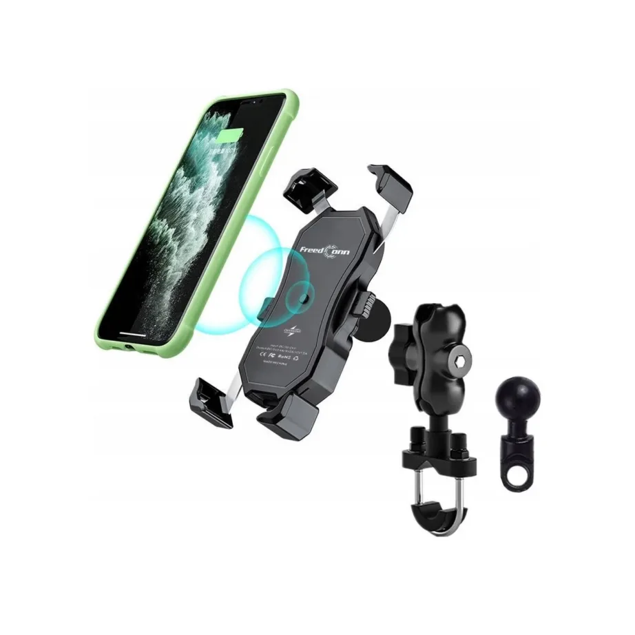 FreedConn MC1W 15 W juhtmevaba laadimisega IP65 metallist reguleeritav telefonihoidik mootorratta lenkstangile, sobib 4–7-tollistele nutitelefonidele – 3