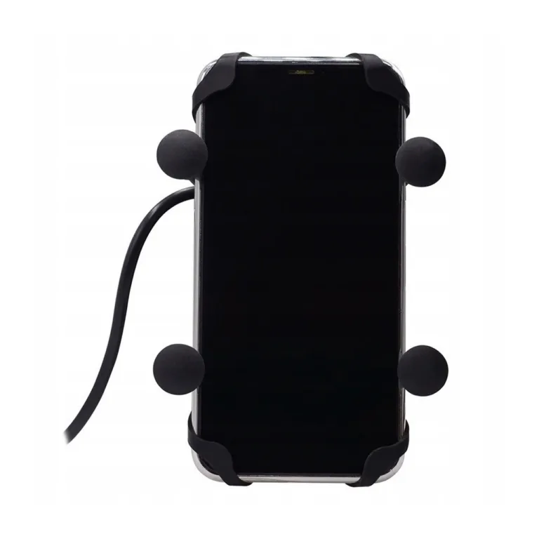 FreedConn MC7C + BM2R mustast metallist ja kummist mootorratta reguleeritav telefonihoidik USB-laadijaga, 3,5–6,9