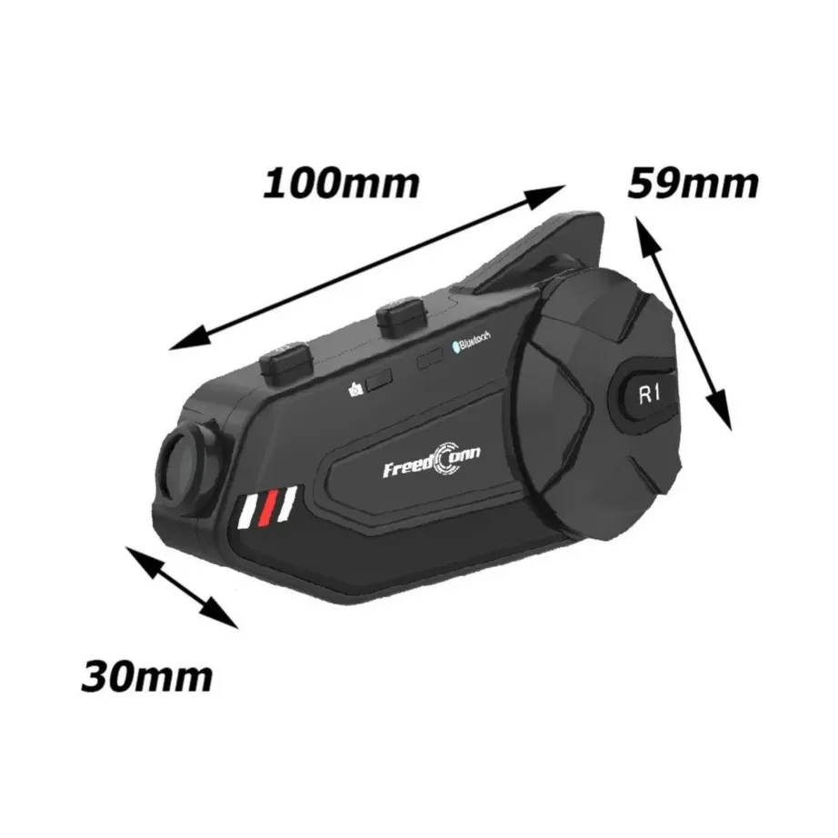 FreedConn R1 PLUS E must IP65 Bluetooth 5.0 mootorratta intercom ja Full HD kaameraga (1000 m, 30 h kõneaeg, Wi-Fi, FM-raadio, 100x59x30 mm) – 5