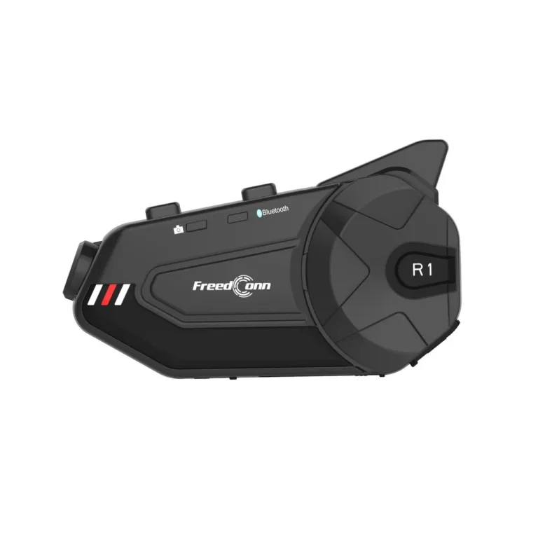 FreedConn R1 PLUS E must IP65 Bluetooth 5.0 mootorratta intercom ja Full HD kaameraga (1000 m, 30 h kõneaeg, Wi-Fi, FM-raadio, 100x59x30 mm)