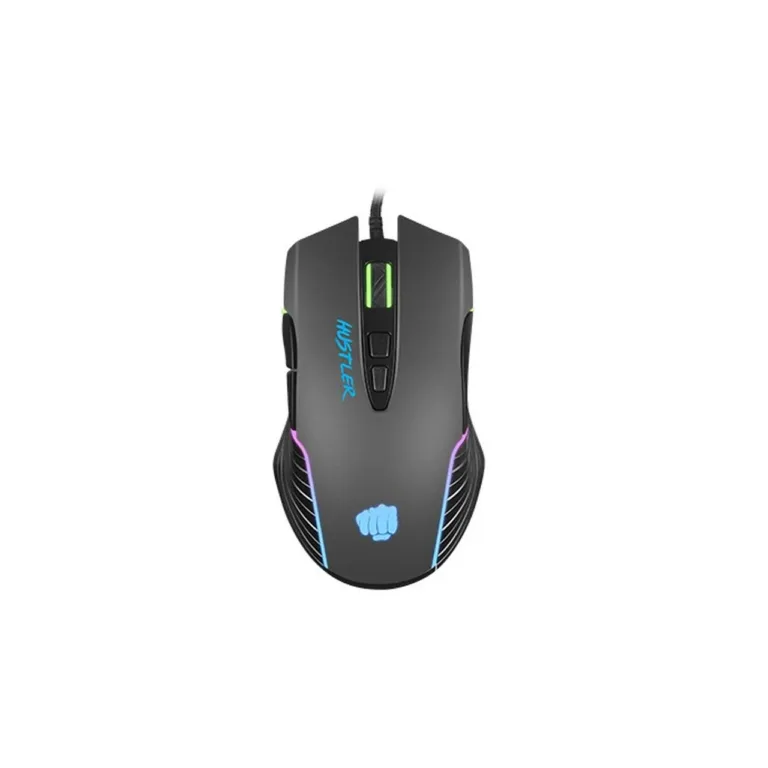 FURY Hustler NFU-1698 must 6400 DPI 7-nupuline optiline USB mängurihiir, ambidekster, RGB valgustus, 126x72x40 mm