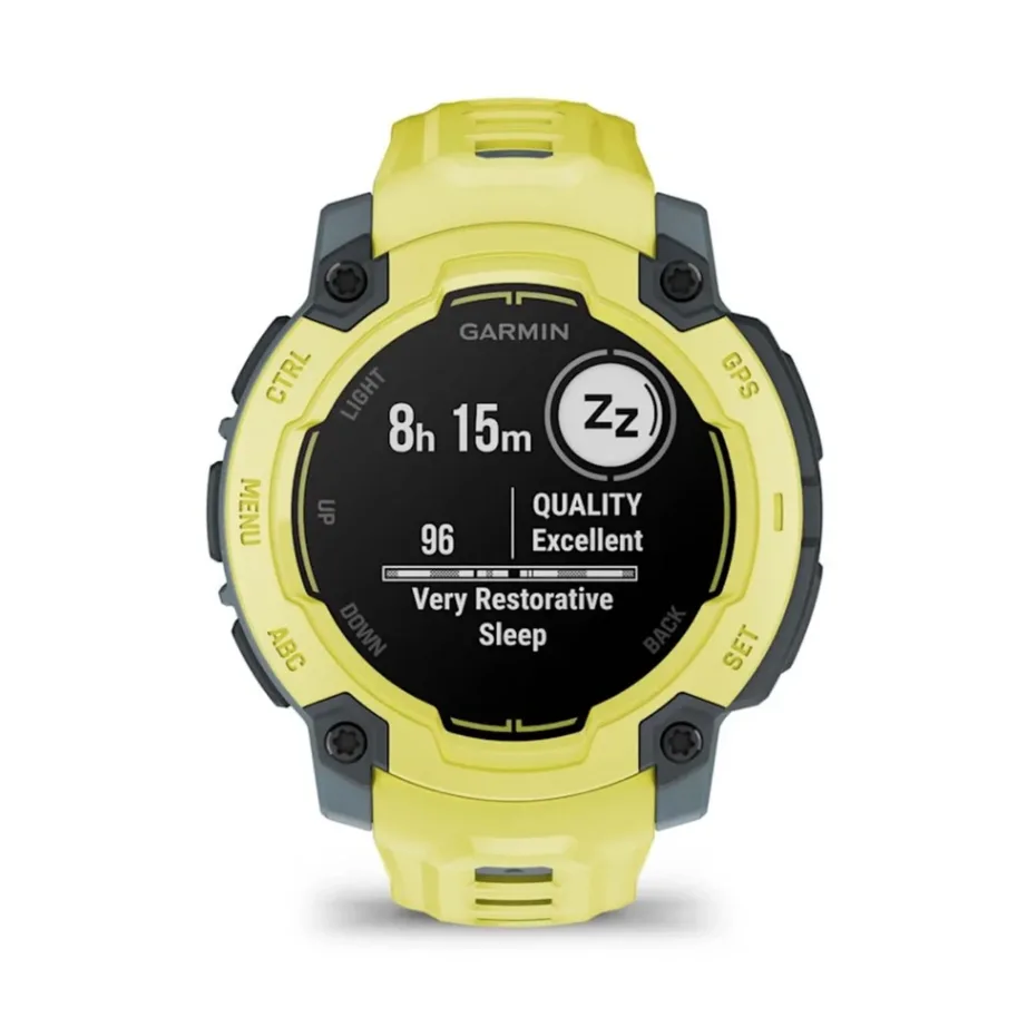 Garmin Instinct E 45 mm lime silikoonrihmaga vastupidav GPS-spordikell, 0,9-tolline MIP ekraan, 16 päeva aku, verehapniku ja aktiivsuse jälgimine, veekindel 10 ATM, mudel 010-02933-01 – 5