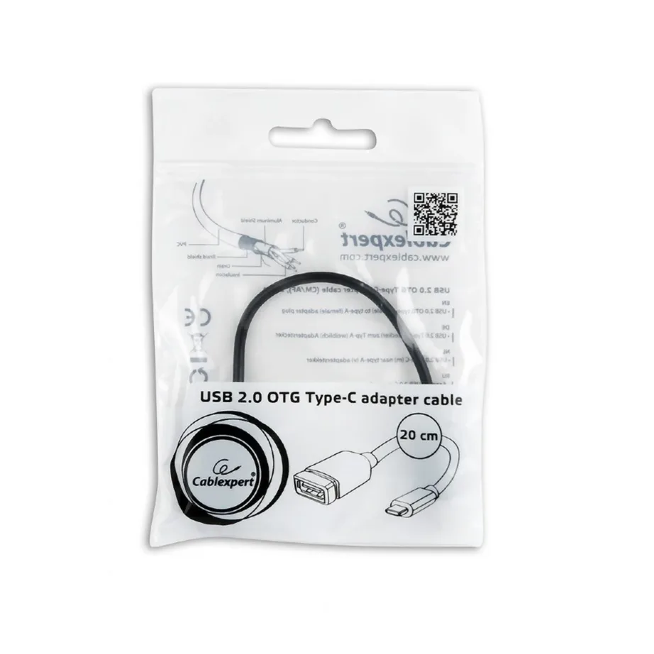 Gembird A-OTG-CMAF2-01 0,2 m must USB-C (isane) – USB-A (emane) OTG adapterkaabel