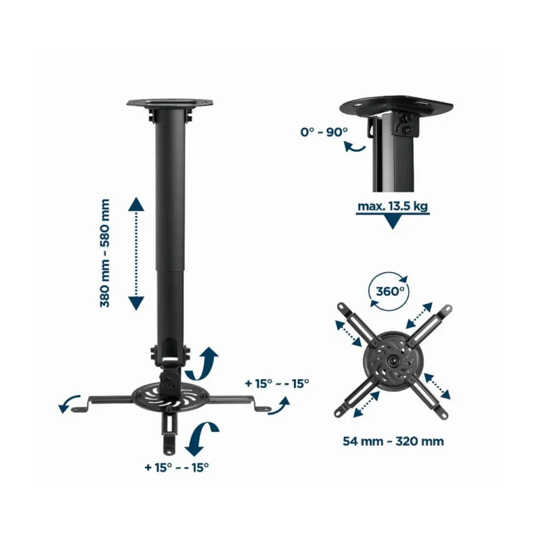Gembird CM-B-01 reguleeritav terasest must projektori laekinnitus, kuni 13 kg