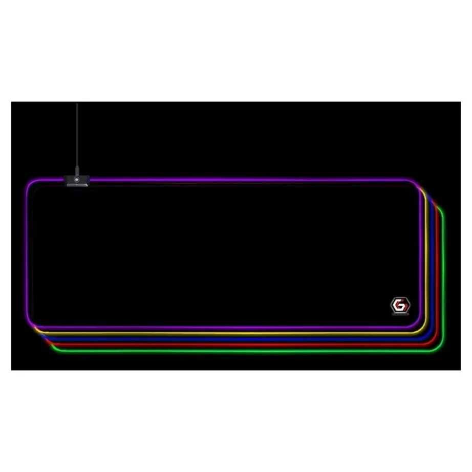 Gembird MP-GAMELED-L 800×300 mm must LED-taustvalgustusega L-suuruses mängurihiirematt, USB-toitega, libisemisvastase põhjaga - 2