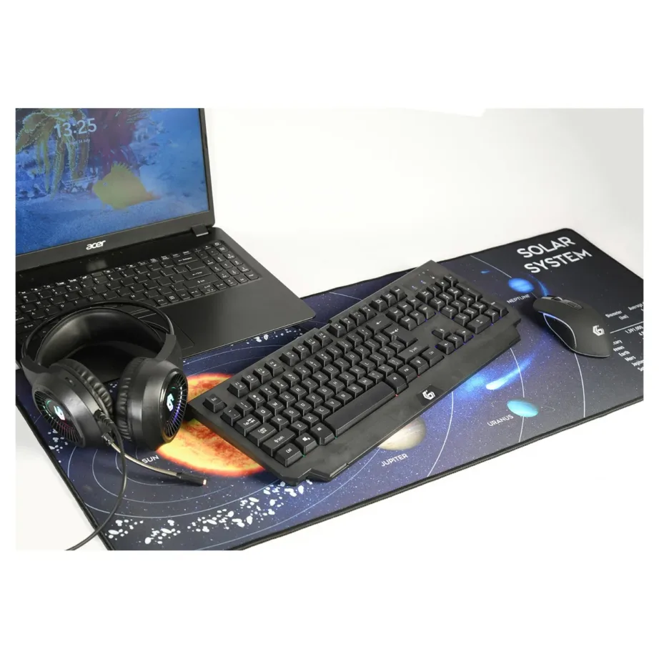 Gembird MP-SOLARSYSTEM-XL-01 900×350 mm XXL mängurihiirematt “Cosmos” mustast kangast – 4