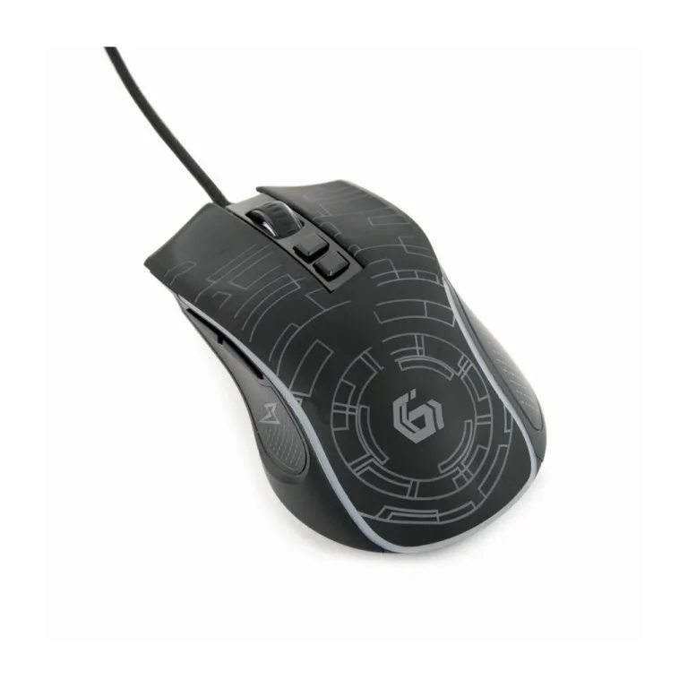 Gembird MUSG-RGB-01 3600 DPI must LED-taustvalgustusega paremakäeline mängurihiir, USB Type-A, 7 nuppu, ergonoomiline, kummist haardepinnad, 124×71×39 mm