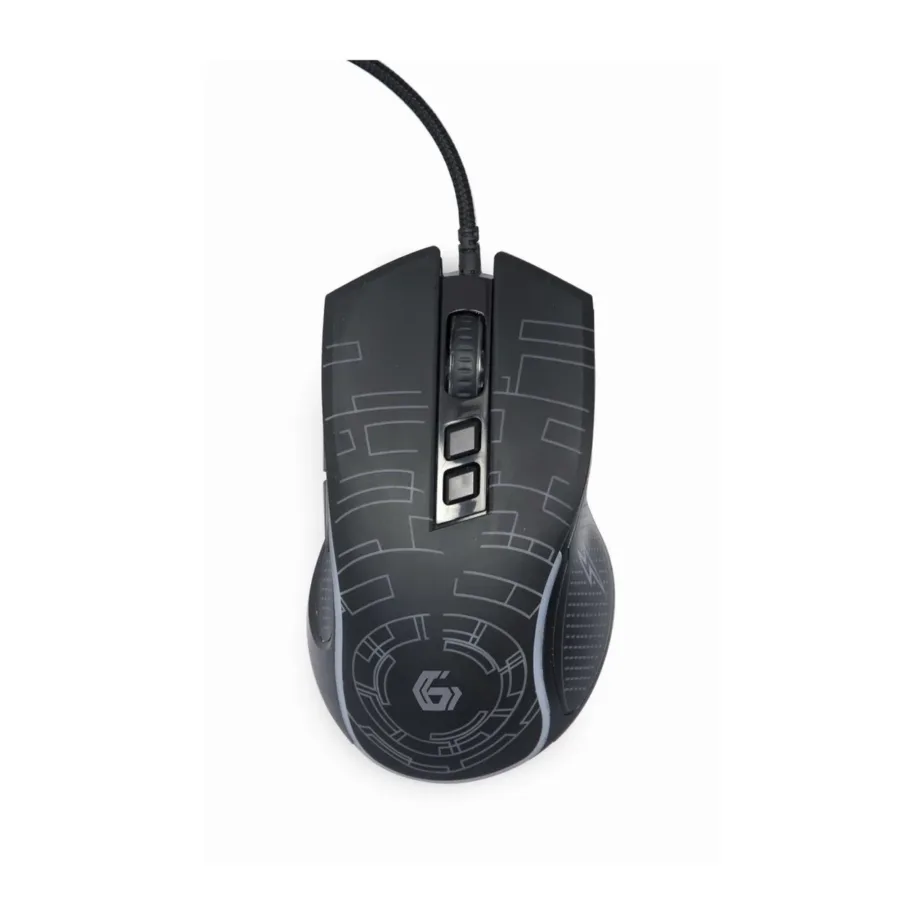Gembird MUSG-RGB-01 3600 DPI must LED-taustvalgustusega paremakäeline mängurihiir, USB Type-A, 7 nuppu, ergonoomiline, kummist haardepinnad, 124×71×39 mm – 6