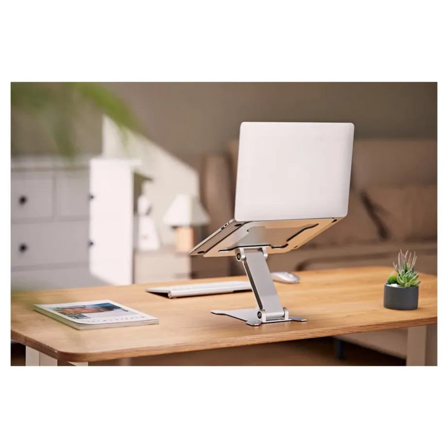 Gembird NBS-D1-03 hõbedane alumiiniumist kokkupandav ja reguleeritav sülearvutialus kuni 15,6″ (5 kg) – 18