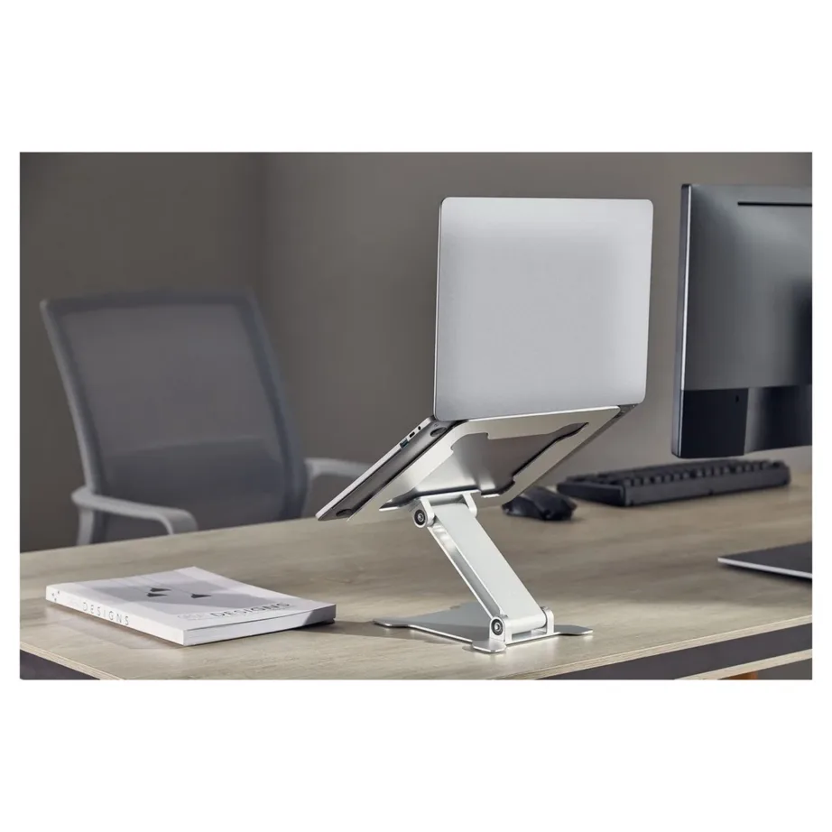 Gembird NBS-D1-03 hõbedane alumiiniumist kokkupandav ja reguleeritav sülearvutialus kuni 15,6″ (5 kg) – 3