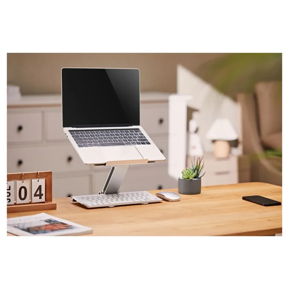 Gembird NBS-D1-03 hõbedane alumiiniumist kokkupandav ja reguleeritav sülearvutialus kuni 15,6″ (5 kg) – 34