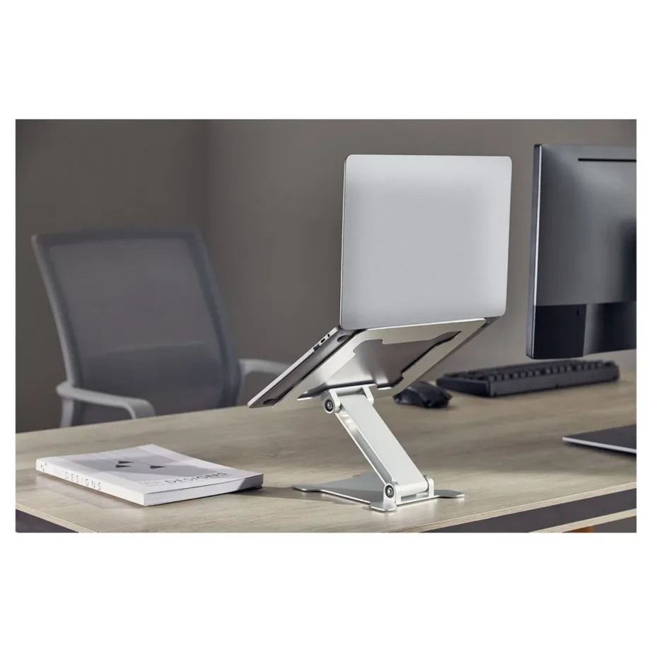 Gembird NBS-D1-03 hõbedane alumiiniumist kokkupandav ja reguleeritav sülearvutialus kuni 15,6″ (5 kg) – 38