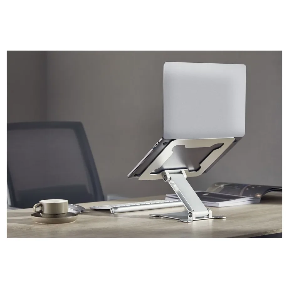 Gembird NBS-D1-03 hõbedane alumiiniumist kokkupandav ja reguleeritav sülearvutialus kuni 15,6″ (5 kg) – 40