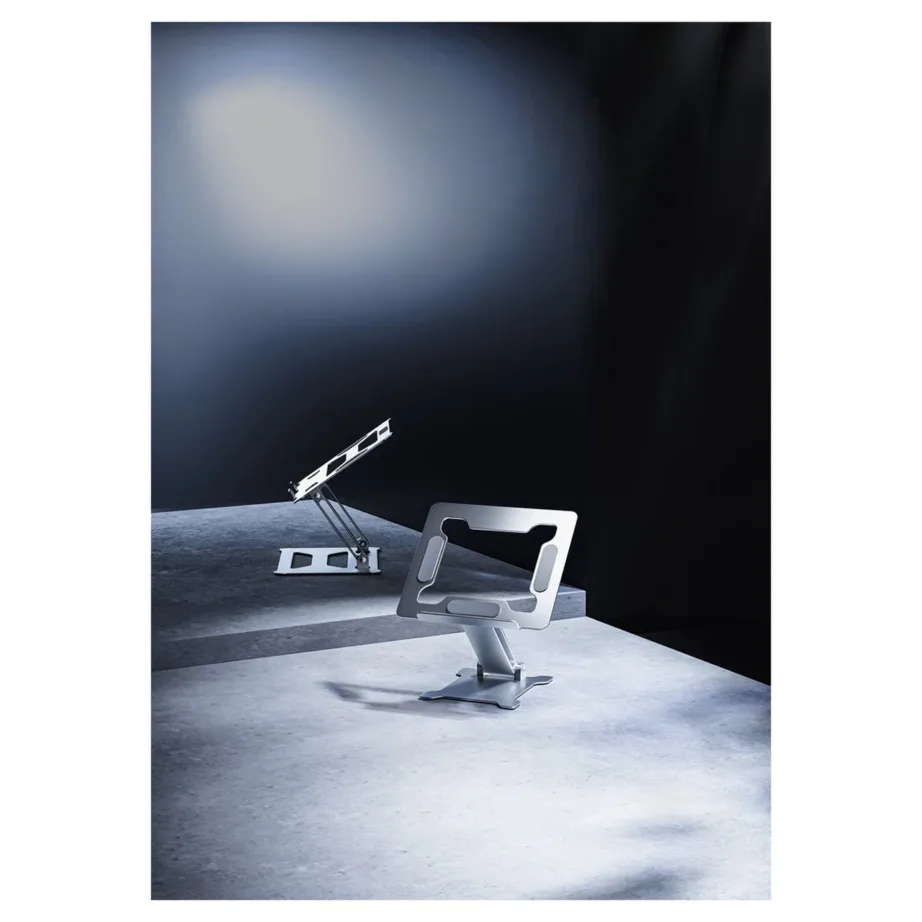 Gembird NBS-D1-03 hõbedane alumiiniumist kokkupandav ja reguleeritav sülearvutialus kuni 15,6″ (5 kg) – 7