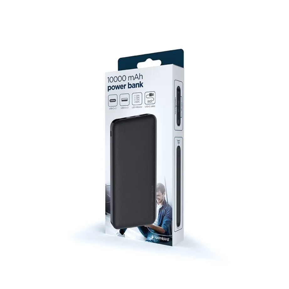 Gembird PB10-02 10000 mAh must LiPo akupank, 2x USB-A, USB-C, Micro-USB, ülelaadimis- ja ületühjenemiskaitsega, nutitelefonidele - 6