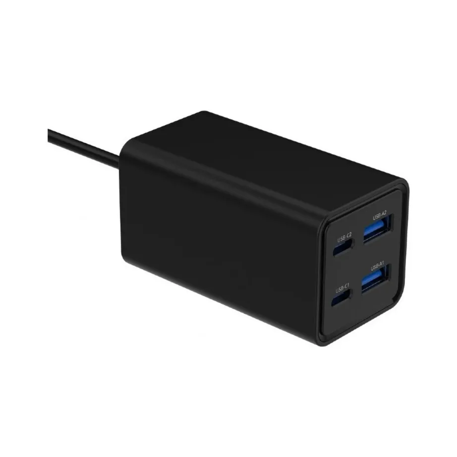 Gembird TA-UC-2A2C-PD65-01-BK 65 W must 4-pordiga USB-C/USB-A kiirlaadija 1,5 m kaabliga sülearvutile ja nutitelefonile - 4