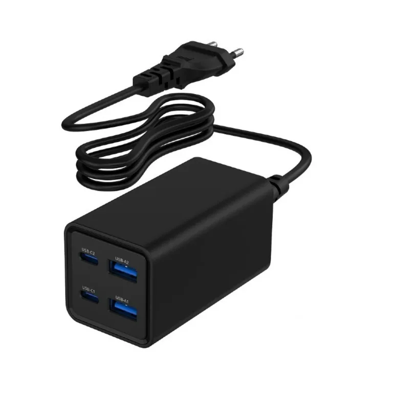 Gembird TA-UC-2A2C-PD65-01-BK 65 W must 4-pordiga USB-C/USB-A kiirlaadija 1,5 m kaabliga sülearvutile ja nutitelefonile