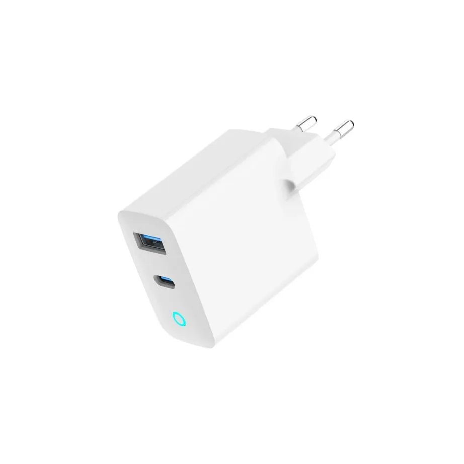 Gembird TA-UC-PDQC30L-W-01 30W valge GaN kiirlaadija 2 USB väljundiga (USB-C, USB-A), EU pistik, nutiseadmetele