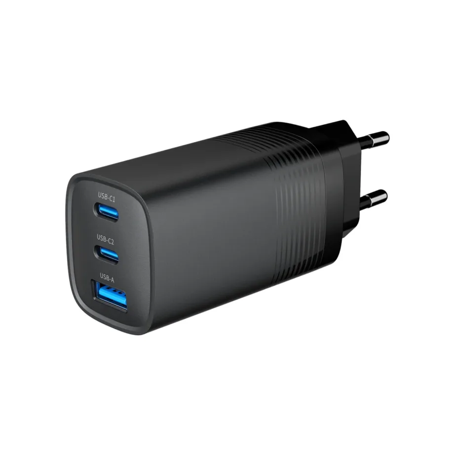 Gembird TA-UC-PDQC65-01-BK 65 W must 3-pordiline USB-C/USB-A kiirlaadija (EU), universaalne seadmetele – 2