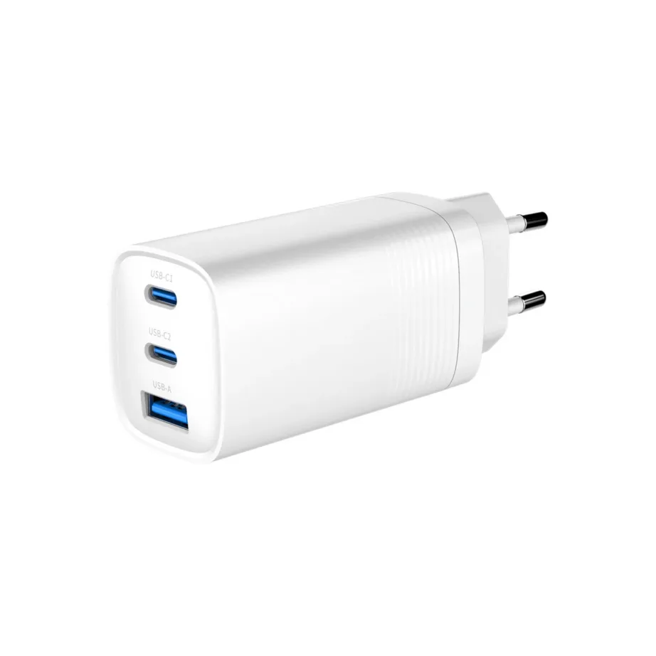 Gembird TA-UC-PDQC65-01-W 65 W valge GaN USB-C/USB-A 3-pordiline kiirlaadija nutiseadmetele – 2
