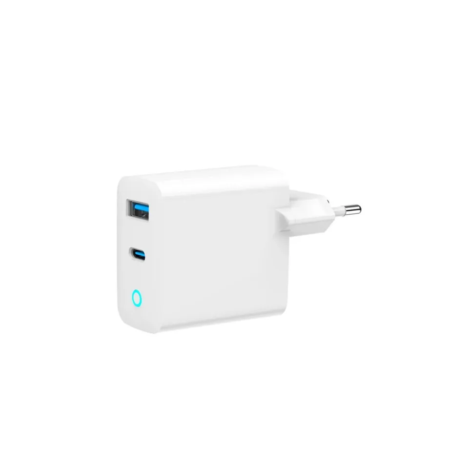 Gembird TA-UC-PDQC65L-W-01 65 W valge USB-C/USB-A GaN kiirlaadija, 2 seadmele, universaalne, sisetingimustesse