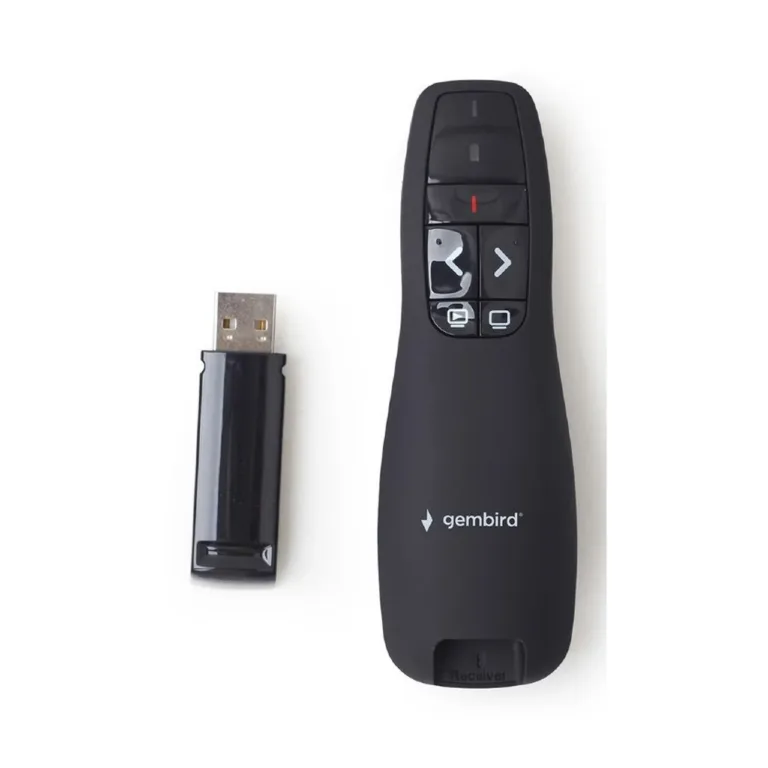 Gembird WP-L-12 IR juhtmevaba kaugjuhtimispult projektoriekraanile, USB-vastuvõtjaga, must, 105x38x25 mm