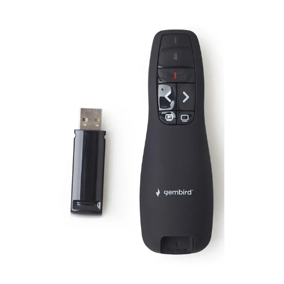Gembird WP-L-12 IR juhtmevaba kaugjuhtimispult projektoriekraanile, USB-vastuvõtjaga, must, 105x38x25 mm – 3