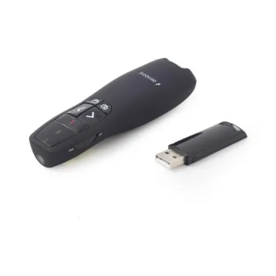 Gembird WP-L-12 IR juhtmevaba kaugjuhtimispult projektoriekraanile, USB-vastuvõtjaga, must, 105x38x25 mm