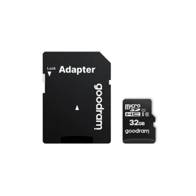 Goodram M1AA-0320R12 32 GB microSDHC Class 10 UHS-I mälukaart SD-adapteriga, must, magnet- ja põrutuskindel