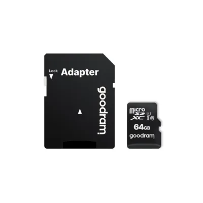 Goodram M1AA-0640R12 64 GB MicroSDXC Class 10 UHS-I must mälukaart SD-adapteriga